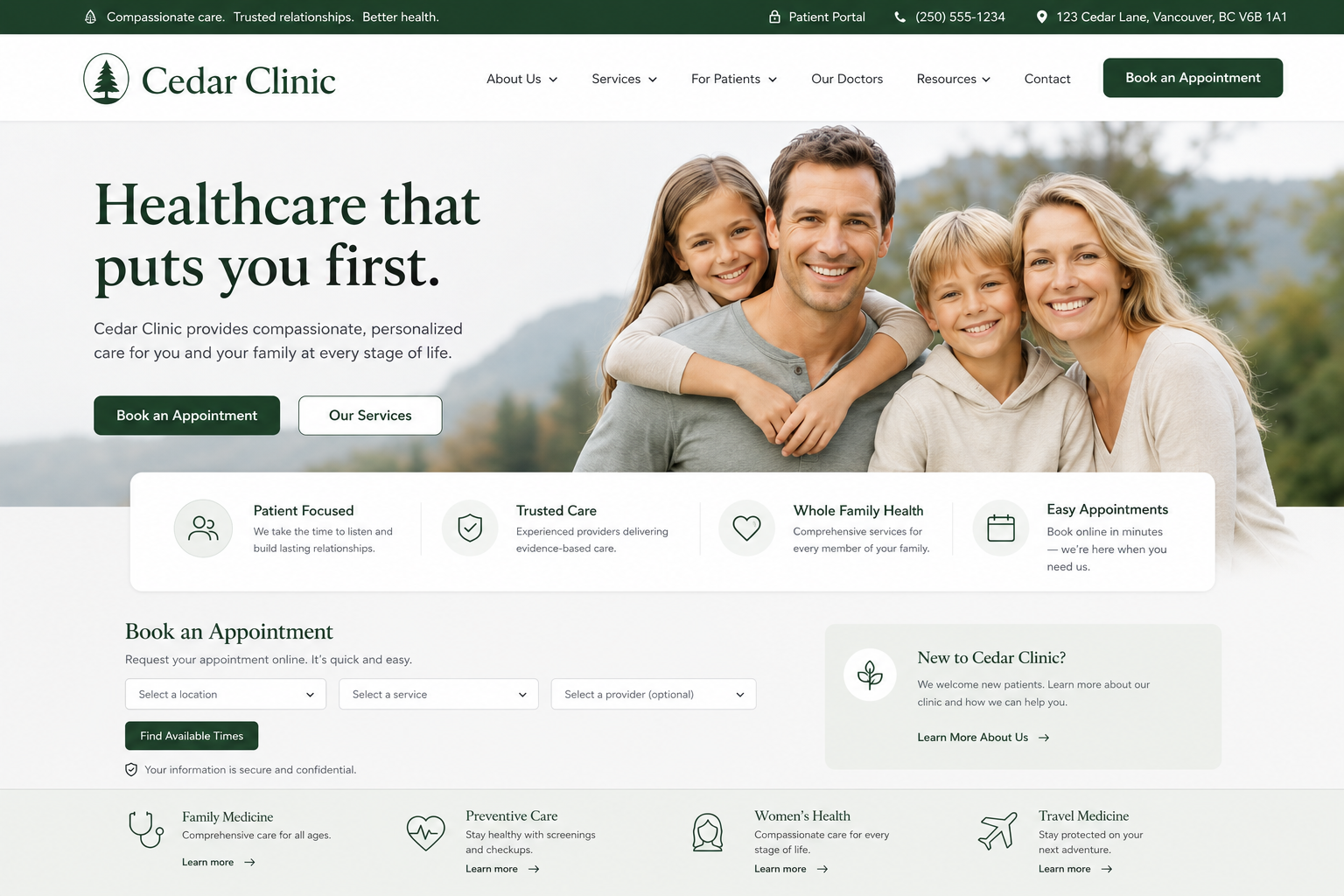 Cedar Clinic — new website by Nexora Digital
