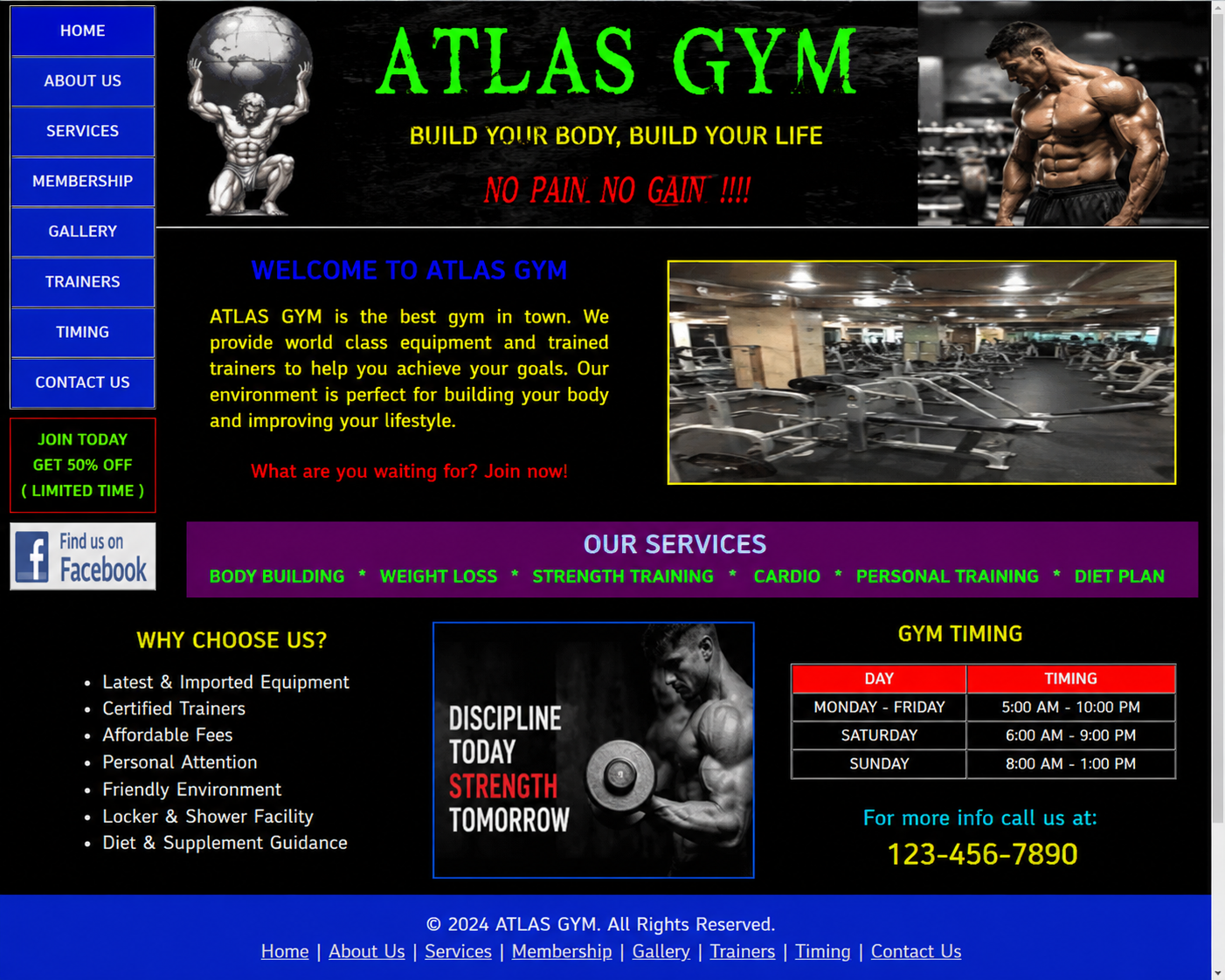 Atlas Gym — old website