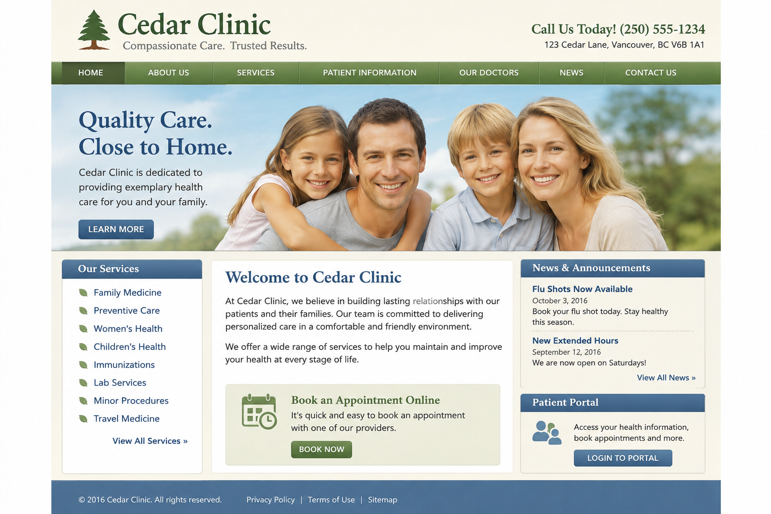 Cedar Clinic — old website